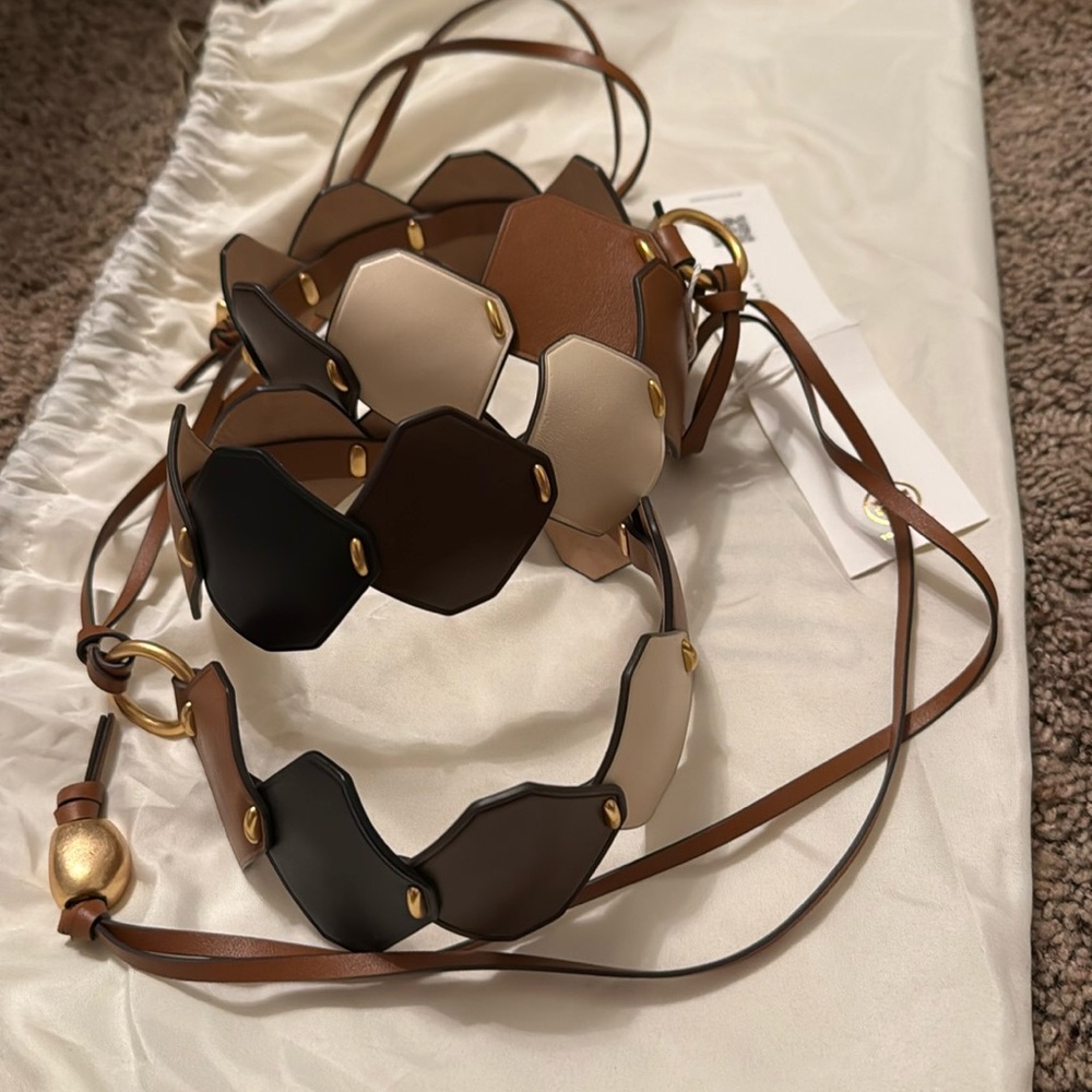 Tory Burch leather die-cut tie belt
